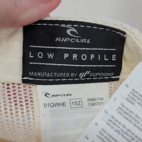 Rip Curl Low Profile Snap Back Cream Trucker Hat Floral "Estd 1969" - Picture 7 of 8